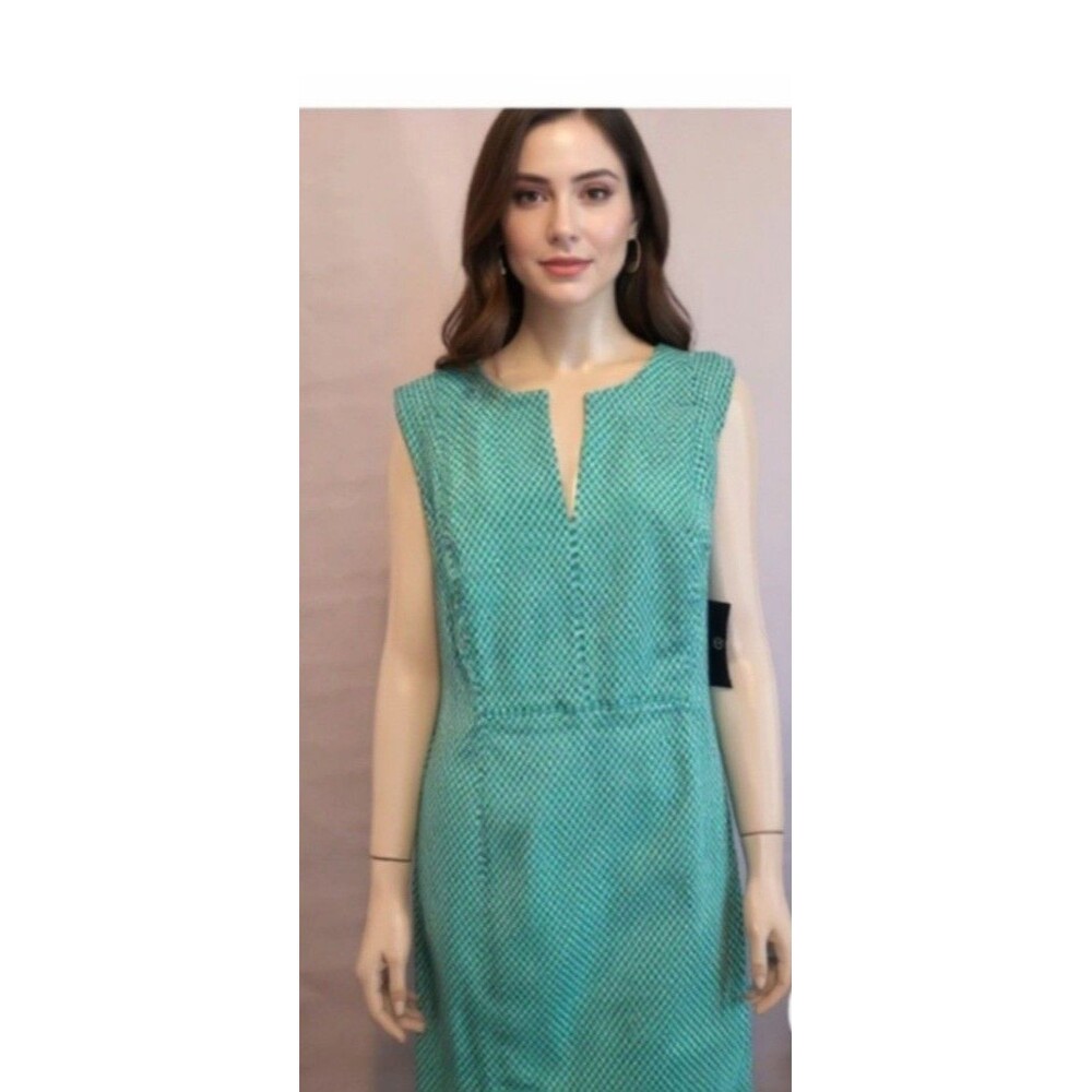 Chaps Ralph lauren Dress Women's Size 14 Green White Sleeveless Nwt $69.00